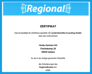 Heide-Zwiebel AG - Zertifikat Regionalfenster e. V.