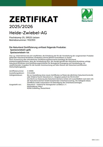 Naturland Zertifikat