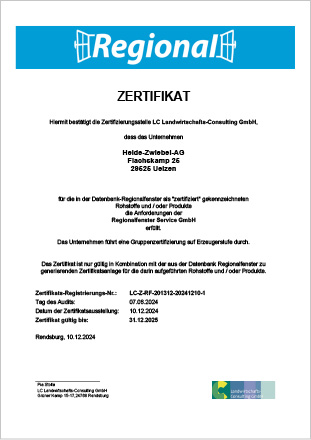 Regionalfenster Zertifikat